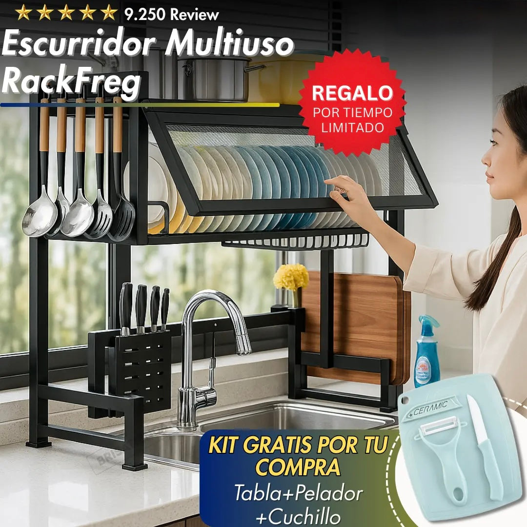 Escurridor Multiuso RackPro+ KIT SORPRESA🎁 (tabla, pelador y cuchillo)